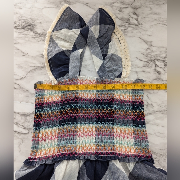 Women's Plaid Ruffle Tank Smocked Gingham Cotton Blend size XS - Picture 4 of 7